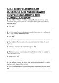 ACLS CERTIFICATION EXAM QUESTIONS AND ANSWERS WITH COMPLETE SOLUTIONS 100&percnt; CORRECT RATED A&plus;