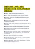 OPTICIANRY ACTUAL EXAM&NewLine;QUESTIONS AND COMPLETE STUDY&NewLine;GUIDE 2026 