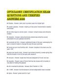 OPTICIANRY CERTIFICATION EXAM&NewLine;QUESTIONS AND VERIFIED&NewLine;ANSWERS 2026
