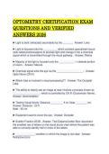 OPTOMETRY CERTIFICATION EXAM&NewLine;QUESTIONS AND VERIFIED&NewLine;ANSWERS 2026 