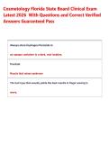 Cosmetology Florida State Board Clinical Exam &NewLine;Latest 2026  With Questions and Correct Verified &NewLine;Answers Guaranteed Pass