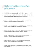 CSU Psy 100 Final Exam Questions With Correct Answers