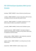 PSY 100 Final Exam Questions With Correct Answers