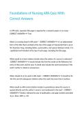 Foundations of Nursing APA Quiz With Correct Answers&period;