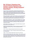 Bio 132 Exam 2 Questions And Answers Practice Questions with Solutions Newest &vert; Already Graded A&plus; Brand New&excl;&excl;&excl;