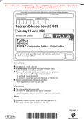 Pearson Edexcel Level 3 GCE Politics Advanced PAPER 3&colon; Comparative Politics &ndash; Global Politics&NewLine;Combined Question Paper and Mark Scheme 