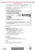 Pearson Edexcel Level 3 GCE Politics Advanced PAPER 3&colon; Comparative Politics &ndash; USA Combined Question&NewLine;Paper and Mark Scheme
