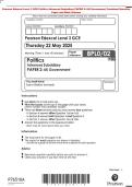 Pearson Edexcel Level 3 GCE Politics Advanced Subsidiary PAPER 2&colon; UK Government Combined Question&NewLine;Paper and Mark Scheme 