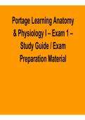Portage Learning Anatomy & Physiology I &ndash; Exam 1 Study Guide &lpar;2026 Update&rpar; &vert; Questions & Answers &vert; Exam Prep Material