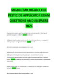MDARD MICHIGAN CORE PESTICIDE APPLICATOR EXAM QUESTIONS AND ANSWERS 