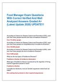 Food Manager Exam Questions &NewLine;With Correct Verified And Well &NewLine;Analyzed Answers Graded A&plus;&NewLine;&lpar;Latest Update 2026&rpar; UPDATE&excl;&excl;&excl;