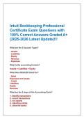 Intuit Bookkeeping Professional &NewLine;Certificate Exam Questions with &NewLine;100&percnt; Correct Answers Graded A&plus; &NewLine;&lpar;2025-2026 Latest Update&rpar;&excl;&excl;&excl;