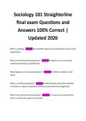 Sociology 101 Straighterline final exam Questions and  Answers 100&percnt; Correct &vert; Updated 2026