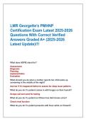 LMR Georgette&rsquo;s PMHNP &NewLine;Certification Exam Latest 2025-2026&NewLine;Questions With Correct Verified&NewLine;Answers Graded A&plus; &lpar;2025-2026 &NewLine;Latest Update&rpar;&excl;&excl;&excl;