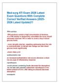 Med-surg ATI Exam 2026 Latest &NewLine;Exam Questions With Complete &NewLine;Correct Verified Answers &lpar;2025-&NewLine;2026 Latest Update&rpar;&excl;&excl;&excl;