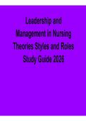 Leadership and Management in Nursing Theories Styles and Roles Study Guide Practice Questions and Answers Complete Exam Prep 2025&sol; 2026