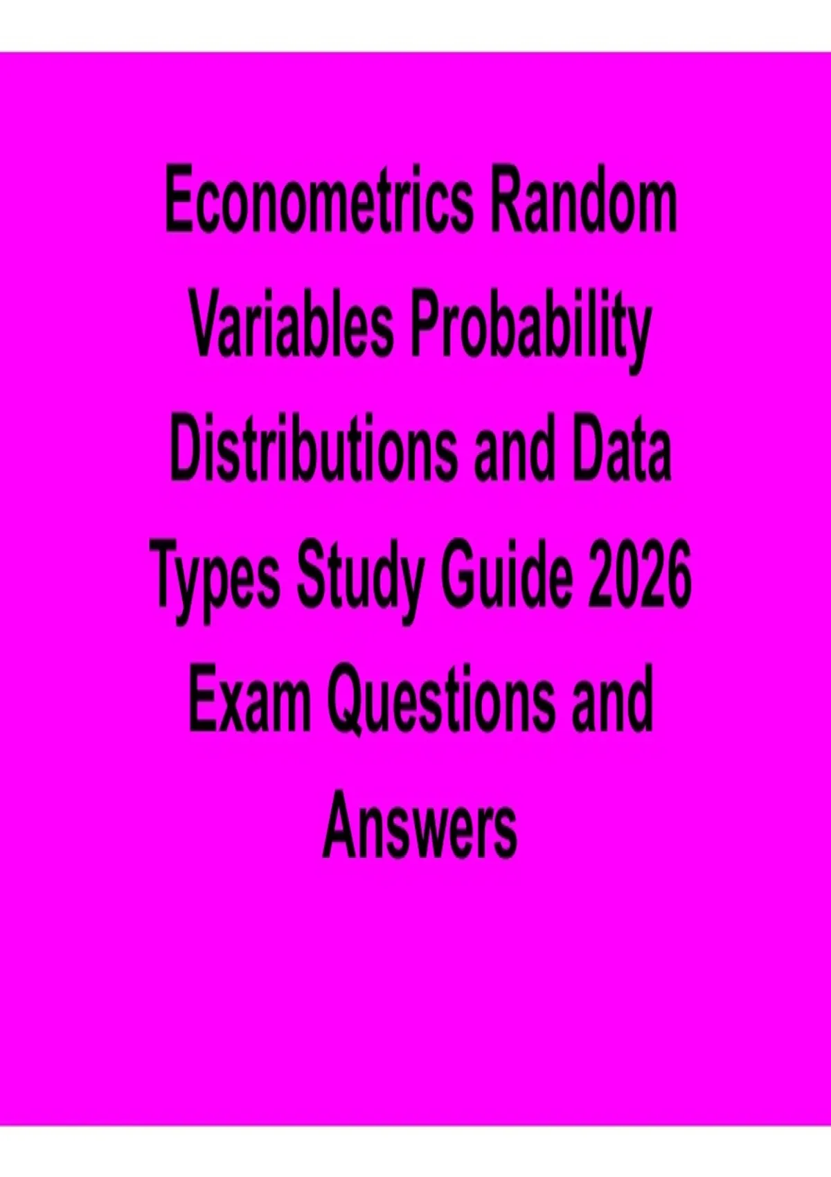 Econometrics Random Variables Probability Distributions and Data Types ...