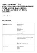 PA PSYCHIATRY EOR &vert; 2026 UPDATE&vert;COMPREHENSIVE FREQUENT MOST-TESTED QUESTIONS AND VERIFIED ANSWERS&sol;SOLUTIONS&vert;GET IT 100&percnt; ACCURATE&excl;&excl;