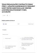 TEXAS PROMULGATED CONTRACTS FORMS &lpar;TREC&rpar; &vert; UPDATE&vert;COMPREHENSIVE FREQUENT MOST-TESTED QUESTIONS AND VERIFIED ANSWERS&sol;SOLUTIONS&vert;GET IT 100&percnt; ACCURATE&excl;&excl;