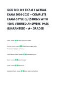 GCU BIO 201 EXAM 4 ACTUAL &NewLine;EXAM 2026-2027 &ndash; COMPLETE &NewLine;EXAM-STYLE QUESTIONS WITH  &NewLine;100&percnt; VERIFIED ANSWERS  PASS &NewLine;GUARANTEED &ndash; A&plus; GRADED 