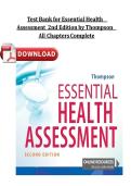 Test Bank for Essential Health   &NewLine;Assessment  2nd Edition by Thompson    &NewLine;All Chapters Complete