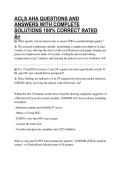 ACLS AHA QUESTIONS AND ANSWERS WITH COMPLETE SOLUTIONS 100&percnt; CORRECT RATED A&plus;
