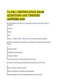 VA P&C CERTIFICATION EXAM&NewLine;QUESTIONS AND VERIFIED&NewLine;ANSWERS 2026 