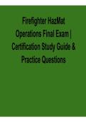Firefighter HazMat Operations Final Exam Certification Study Guide Practice Questions and Answers Complete Test Prep 2025&sol; 2026