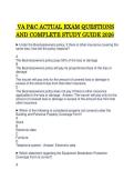  VA P&C ACTUAL EXAM QUESTIONS&NewLine;AND COMPLETE STUDY GUIDE 2026