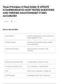 Texas Principles of Real Estate II&vert; UPDATE &vert;COMPREHENSIVE MOST TESTED QUESTIONS AND VERIFIED SOLUTIONS&vert;GET IT 100&percnt; ACCURATE&excl;&excl;