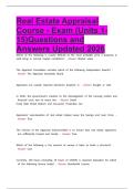 Real Estate Appraisal Course - Exam &lpar;Units 1-15&rpar;Questions and Answers Updated 2026