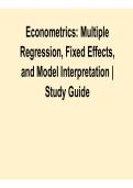  Econometrics Multiple Regression Fixed Effects and Model Interpretation Study Guide Practice Questions and Answers Complete Exam Prep 2025&sol; 2026