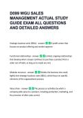 D099 WGU SALES &NewLine;MANAGEMENT ACTUAL STUDY &NewLine;GUIDE EXAM ALL QUESTIONS &NewLine;AND DETAILED ANSWERS 
