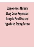 Econometrics Midterm Study Guide Regression Analysis Panel Data and Hypothesis Testing Review Practice Questions and Answers Complete Exam Prep 2025&sol; 2026