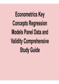 Econometrics Key Concepts Regression Models Panel Data and Validity Comprehensive Study Guide Practice Questions and Answers Complete Exam Prep 2025&sol; 2026