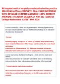 RN targeted medical surgical gastrointestinal online practice &NewLine;2024 EXAM ACTUAL COMPLETE  REAL EXAM QUESTIONS &NewLine;WITH DETAILED VERIFIED ANSWERS &lpar;100&percnt; CORRECT &NewLine;ANSWERS&rpar; &sol;ALREADY GRADED A&plus; NUR 212  Eastwick &NewLine;College-Hackensack  LATEST FOR 2026 