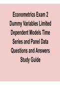  Econometrics Exam 2 Dummy Variables Limited Dependent Models Time Series and Panel Data Study Guide Practice Questions and Answers Complete Prep 2025&sol; 2026