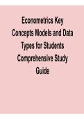 Econometrics Key Concepts Models and Data Types for Students Comprehensive Study Guide Practice Questions and Answers Complete Exam Prep 2025&sol; 2026