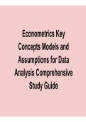 Econometrics Key Concepts Models and Assumptions for Data Analysis Comprehensive Study Guide Practice Questions and Answers Complete Exam Prep 2025&sol; 2026