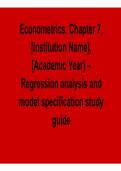  Econometrics Chapter 7 Regression Analysis and Model Study Guide Practice Questions and Answers Complete Exam Prep 2025&sol; 2026