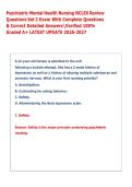 Psychiatric-Mental Health Practice Exam HESI NCLEX COMPREHENSIVE TEST BANK FINAL EXAM
