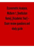  Econometric Analysis Midterm 1 Exam Review Questions Study Guide Practice Answers Complete Exam Prep 2025&sol; 2026