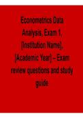 Econometrics Data Analysis Exam 1 Exam Review Questions Study Guide Practice Answers Complete Exam Prep 2025&sol; 2026