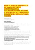 MEDICAL SURGICAL NURSING 11TH EDITION CONCEPTS FOR INTERPROFESSIONAL COLLABORATIVE CARE&comma; BY DONNA D&period; IGNATAVICIUS&comma; ALL CHAPTERS 1 &ndash; 74 QUESTIONS & DETAILED PASSED ANSWERS