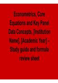Econometrics Core Equations and Key Panel Data Concepts Study Guide Practice Questions and Answers Complete Exam Prep 2025&sol; 2026
