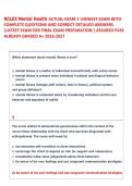 NCLEX Mental Health ACTUAL EXAM 1 NEWEST EXAM WITH &NewLine;COMPLETE QUESTIONS AND CORRECT DETAILED ANSWERS &NewLine;LATEST EXAM FOR FINAL EXAM PREPARATION  ASSURED PASS &NewLine;ALREADY GRADED A&plus; 2026-2027