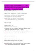 Real Estate Appraisals&comma; Exam 1 Multiple Choice Questions and Answers Updated 2026