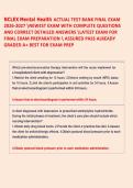 NCLEX Mental Health ACTUAL TEST BANK FINAL EXAM &NewLine;2026-2027 NEWEST EXAM WITH COMPLETE QUESTIONS &NewLine;AND CORRECT DETAILED ANSWERS LATEST EXAM FOR &NewLine;FINAL EXAM PREPARATION  ASSURED PASS ALREADY &NewLine;GRADED A&plus; BEST FOR EXAM PREP