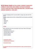 NCLEX Mental Health ACTUAL EXAM 3 NEWEST EXAM WITH &NewLine;COMPLETE QUESTIONS AND CORRECT DETAILED ANSWERS &NewLine;LATEST EXAM FOR FINAL EXAM PREPARATION  ASSURED PASS &NewLine;ALREADY GRADED A&plus; 2026-2027 