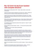 Bio 132 &lpar;Unit 4 & lab&rpar; Exam Updated with Complete Solutions